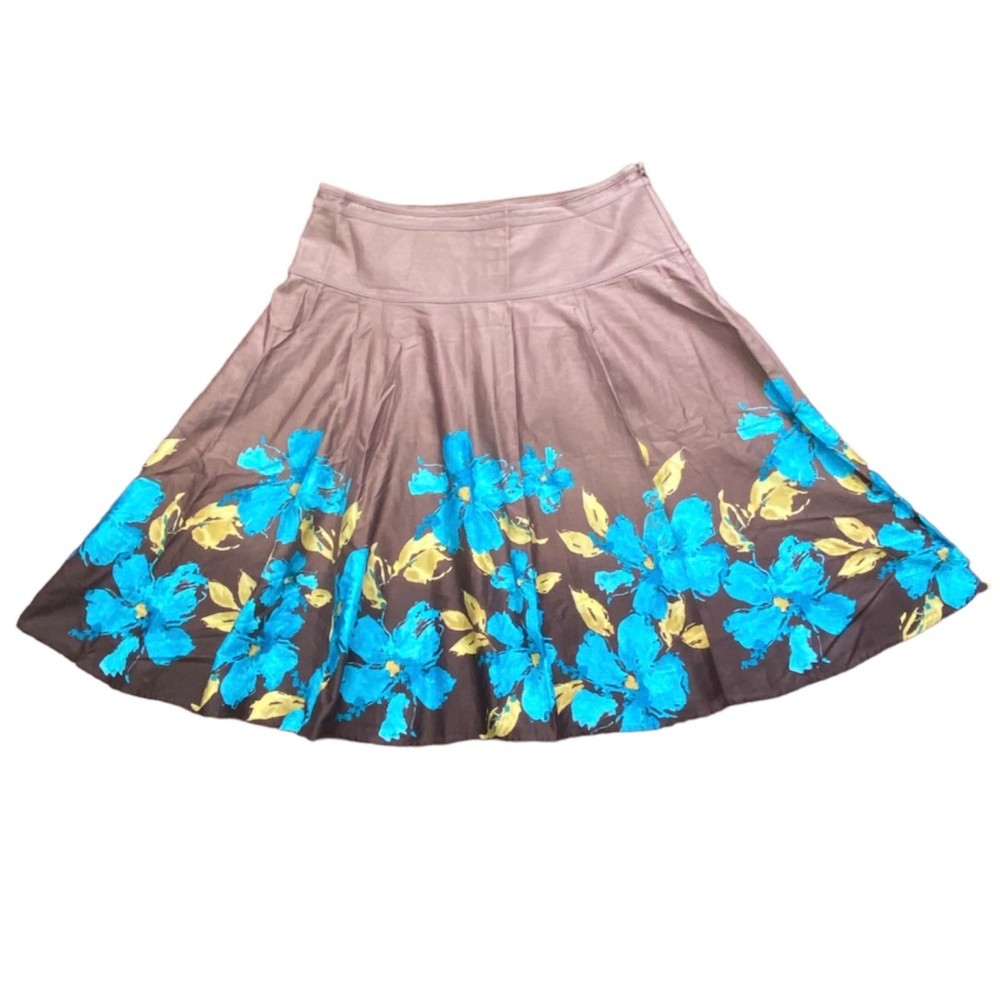 NWOT Jones Wear Fit Flare Floral A-line Skirt Size 14 100% Cotton